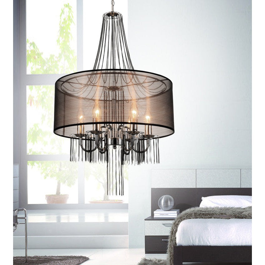 CWI Amelia 5475p20c-6 Brown Chandelier Light - Chrome