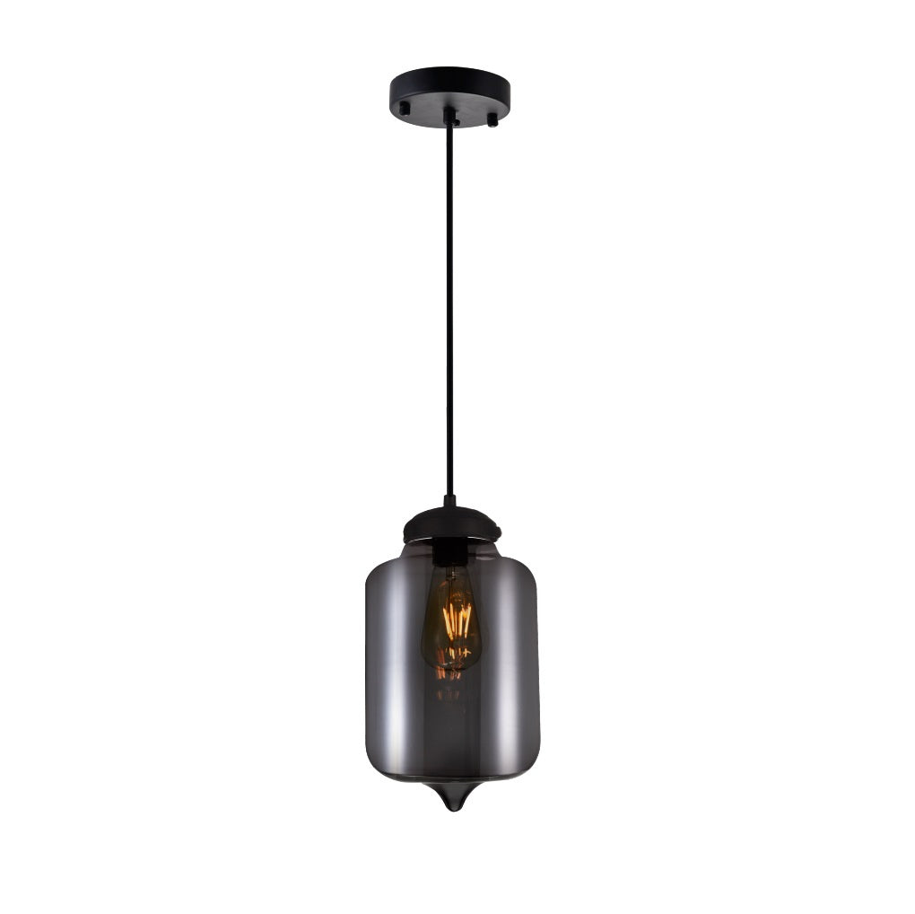 CWI Glass 5570p7c - Smoke Pendant Light - Black