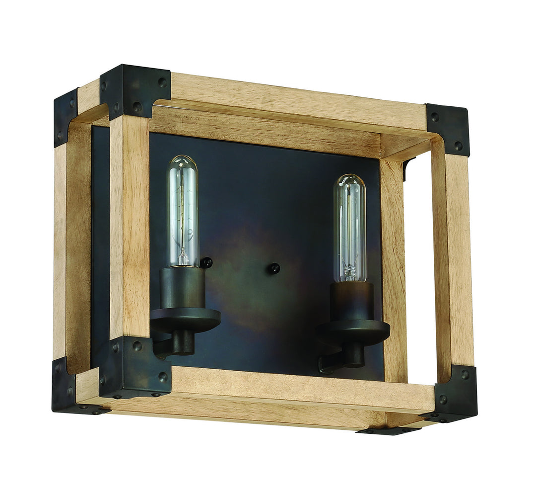 Craftmade Cubic 41502-FSNW Bath Vanity Light 14 in. wide - Fired Steel/Natural Wood