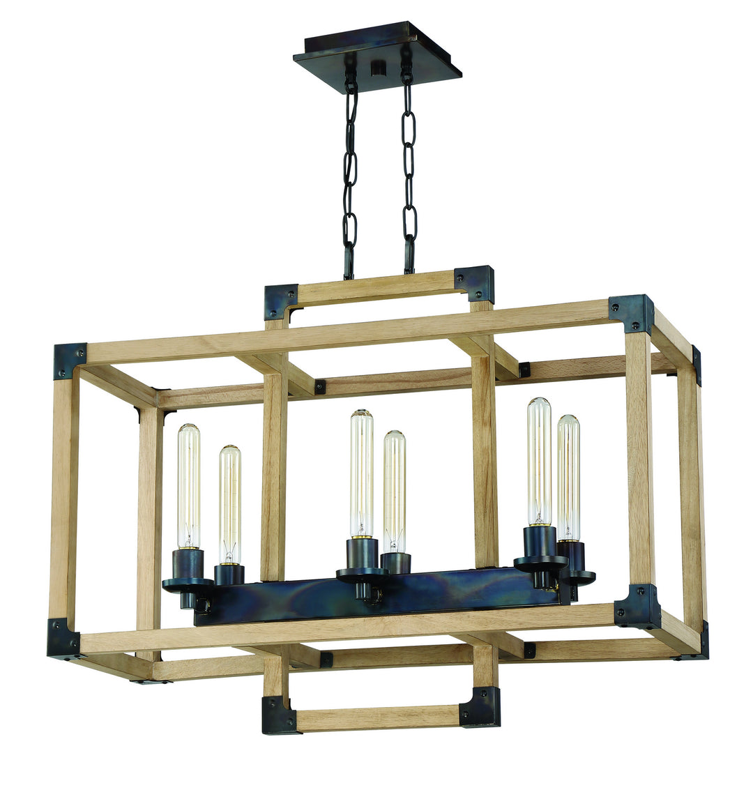 Craftmade Cubic 41526-FSNW Pendant Light - Fired Steel/Natural Wood