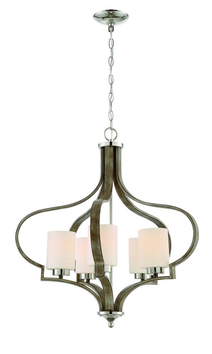 Craftmade Jasmine 46725-PLNWF Chandelier Light - Polished Nickel/Weathered Fir