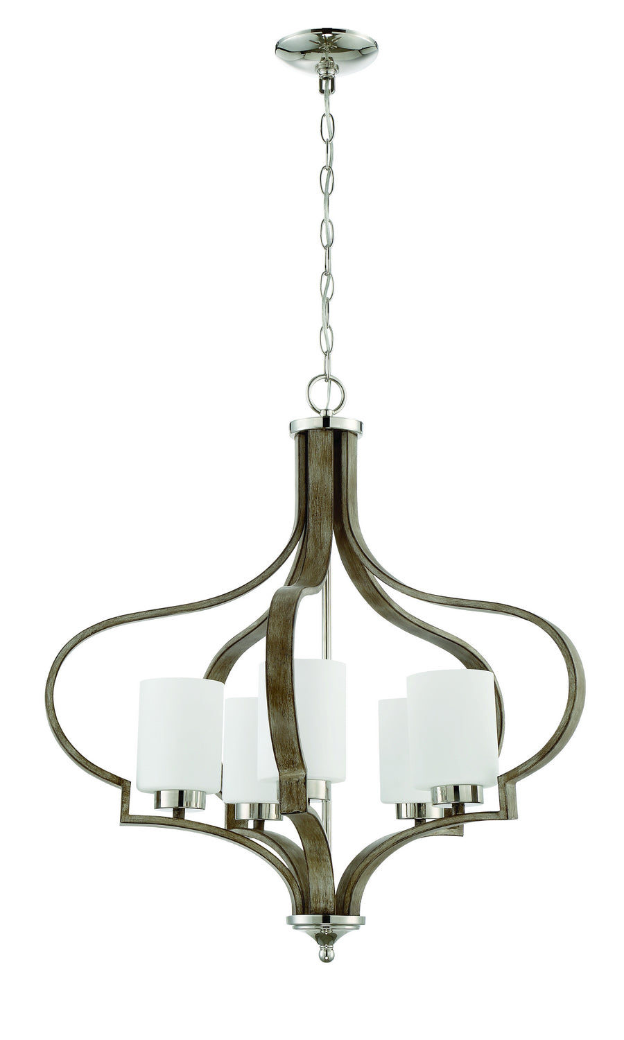 Craftmade Jasmine 46725-PLNWF Chandelier Light - Polished Nickel/Weathered Fir