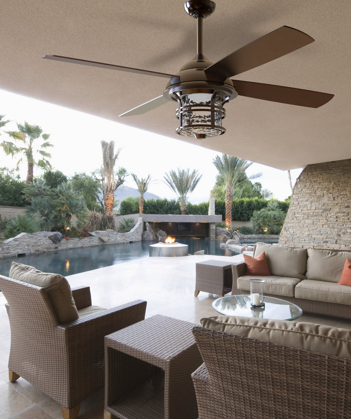 Craftmade Courtyard CYD56OB4 Ceiling Fan 56 - Oiled Bronze, Oiled Bronze/Oiled Bronze/