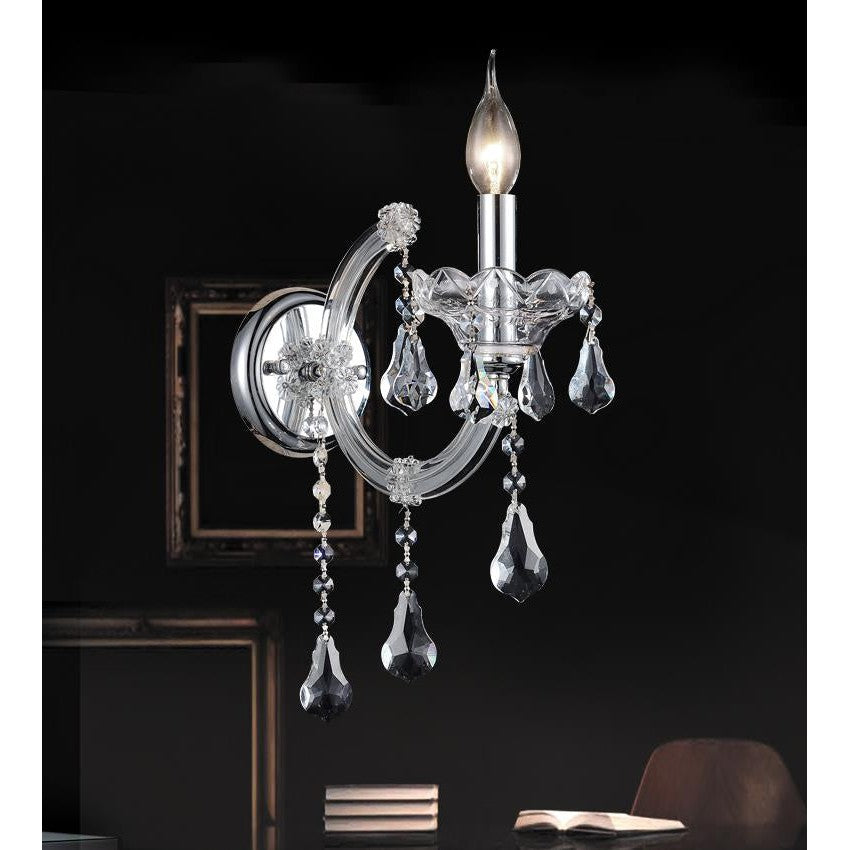 CWI Maria Theresa 8318w5c-1 (clear) Wall Sconce Light - Chrome