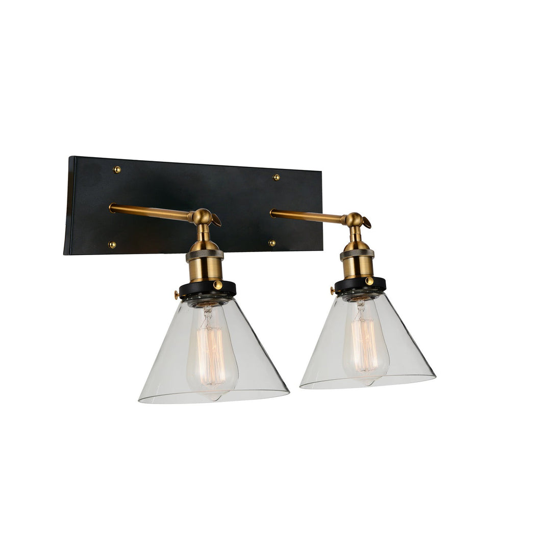 CWI Eustis 9735w15-2-101 Wall Sconce Light - Black & Gold Brass