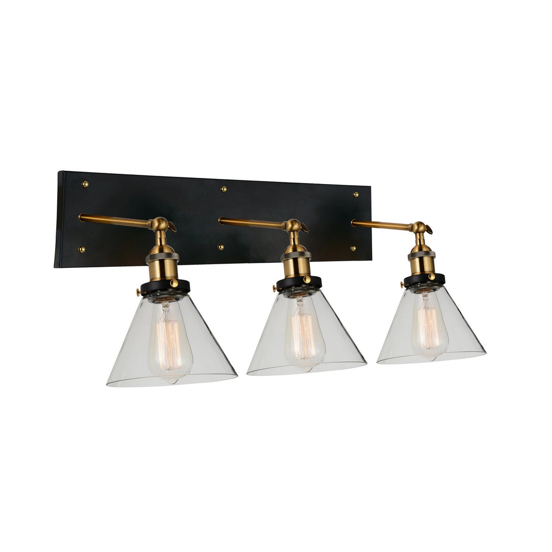 CWI Eustis 9735w24-3-101 Bath Vanity Light 24 in. wide - Black & Gold Brass