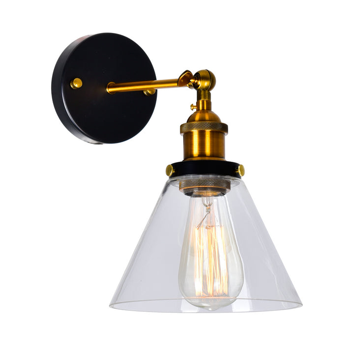 CWI Eustis 9735w7-1-101 Wall Sconce Light - Black & Gold Brass