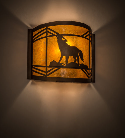 Meyda Tiffany Northwoods Wolf On The Loose 81054 Wall Light - Antique Copper