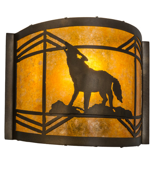 Meyda Tiffany Northwoods Wolf On The Loose 81054 Wall Light - Antique Copper