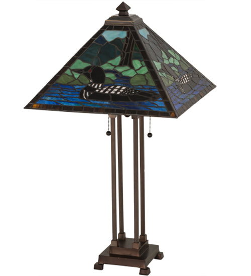 Meyda Tiffany Lighting 81055 Loon Two Light Table Lamp Lamp Bronze / Dark