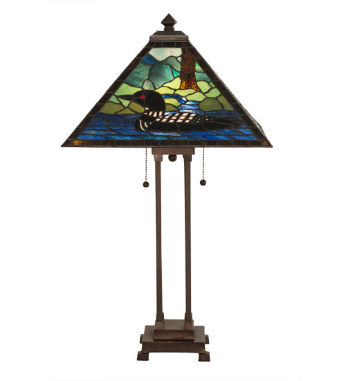 Meyda Tiffany Lighting 81055 Loon Two Light Table Lamp Lamp Bronze / Dark