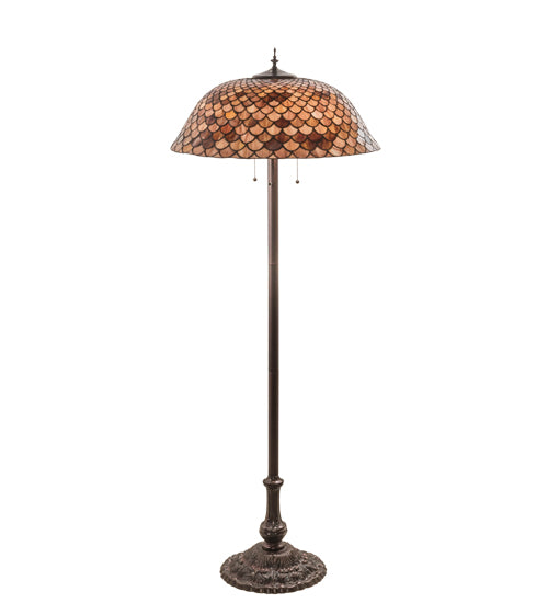 Meyda Tiffany Lighting 81064 Fishscale Three Light Floor Lamp Lamp Bronze / Dark