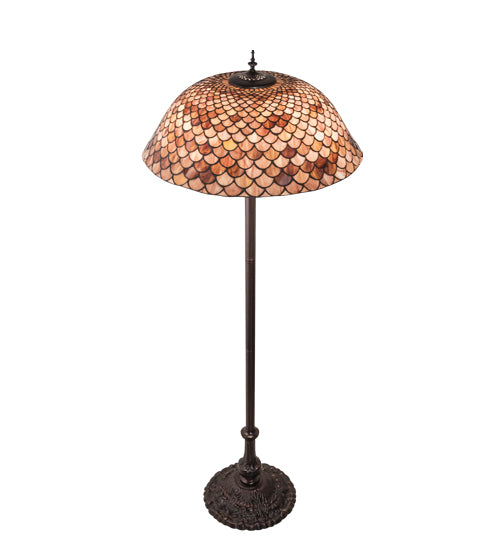 Meyda Tiffany Lighting 81064 Fishscale Three Light Floor Lamp Lamp Bronze / Dark