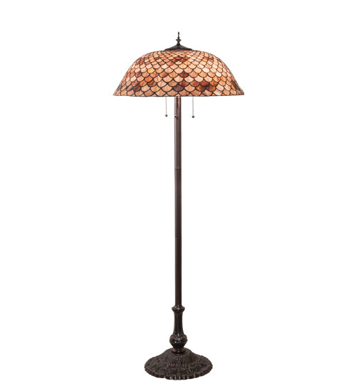 Meyda Tiffany Lighting 81064 Fishscale Three Light Floor Lamp Lamp Bronze / Dark