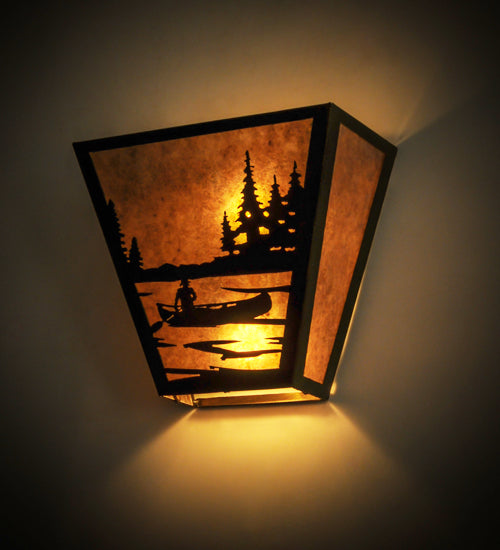 Meyda Tiffany Canoe At Lake 81075 Wall Light - Antique Copper