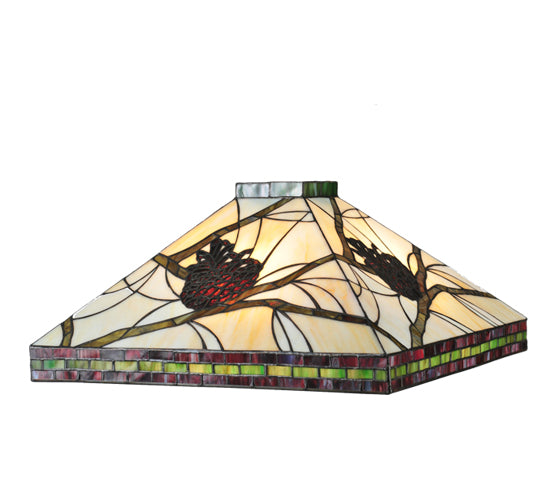 Meyda Tiffany Lighting 81079  Two Light Pinebranch Mission Shade Lamp Shade Multicolored