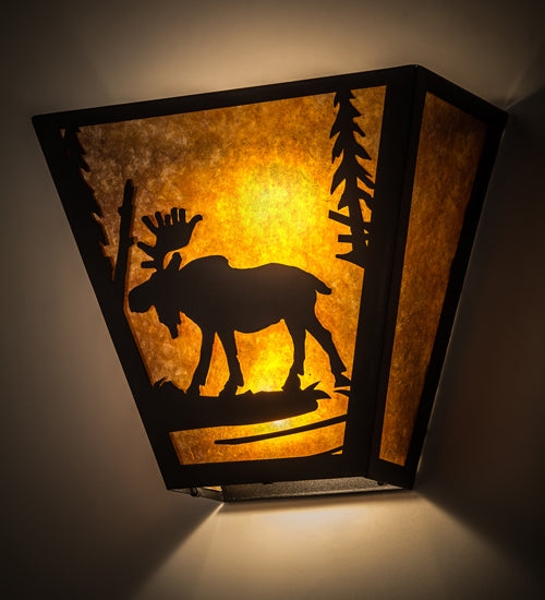 Meyda Tiffany Moose Creek 81105 Wall Light - Black/Amber Mica