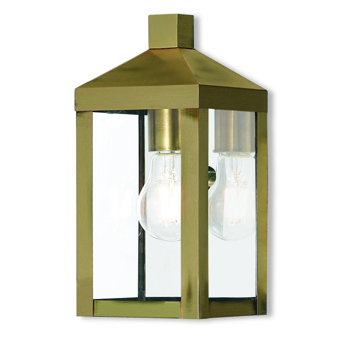 Livex Lighting 20581-01  Nyack Outdoor Antique Brass W/ Polished Chrome Stainless Steel