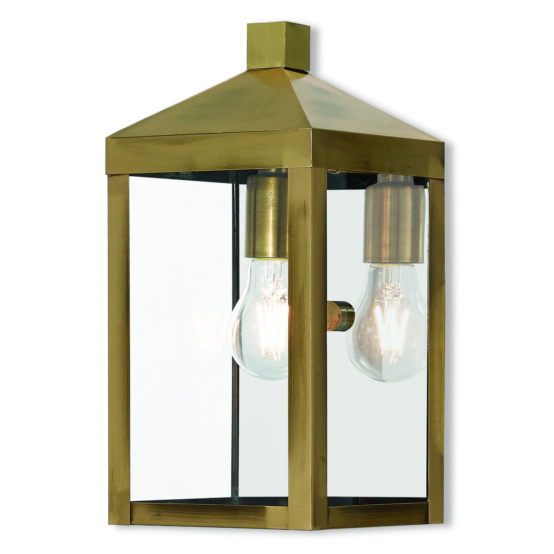 Livex Lighting 20582-01  Nyack Outdoor Antique Brass W/ Polished Chrome Stainless Steel