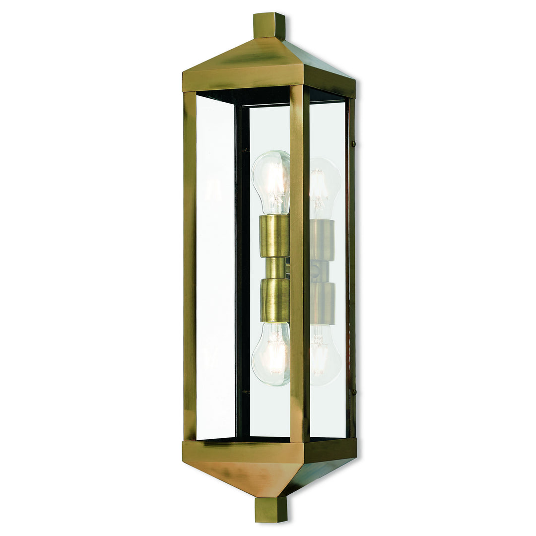 Livex Lighting 20583-01  Nyack Outdoor Antique Brass W/ Polished Chrome Stainless Steel
