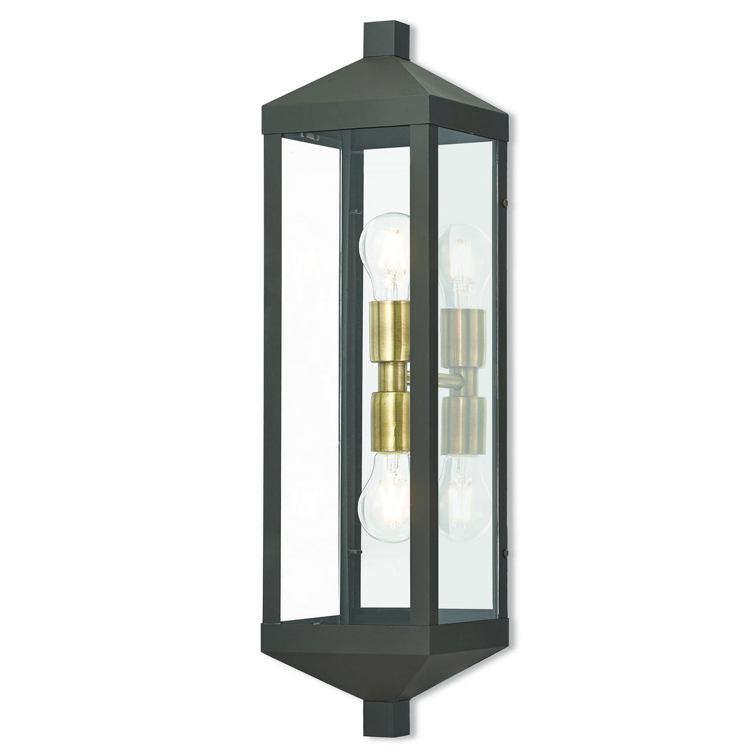 Livex Lighting 20583-07  Nyack Outdoor Bronze W/ Antique Brass Cluster And Polished Chrome Stainless Steel