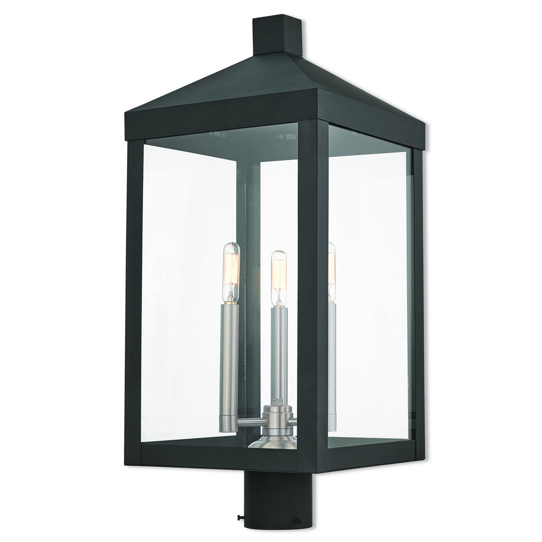 Livex Lighting 20586-04  Nyack Outdoor Black W/ Brushed Nickel Cluster