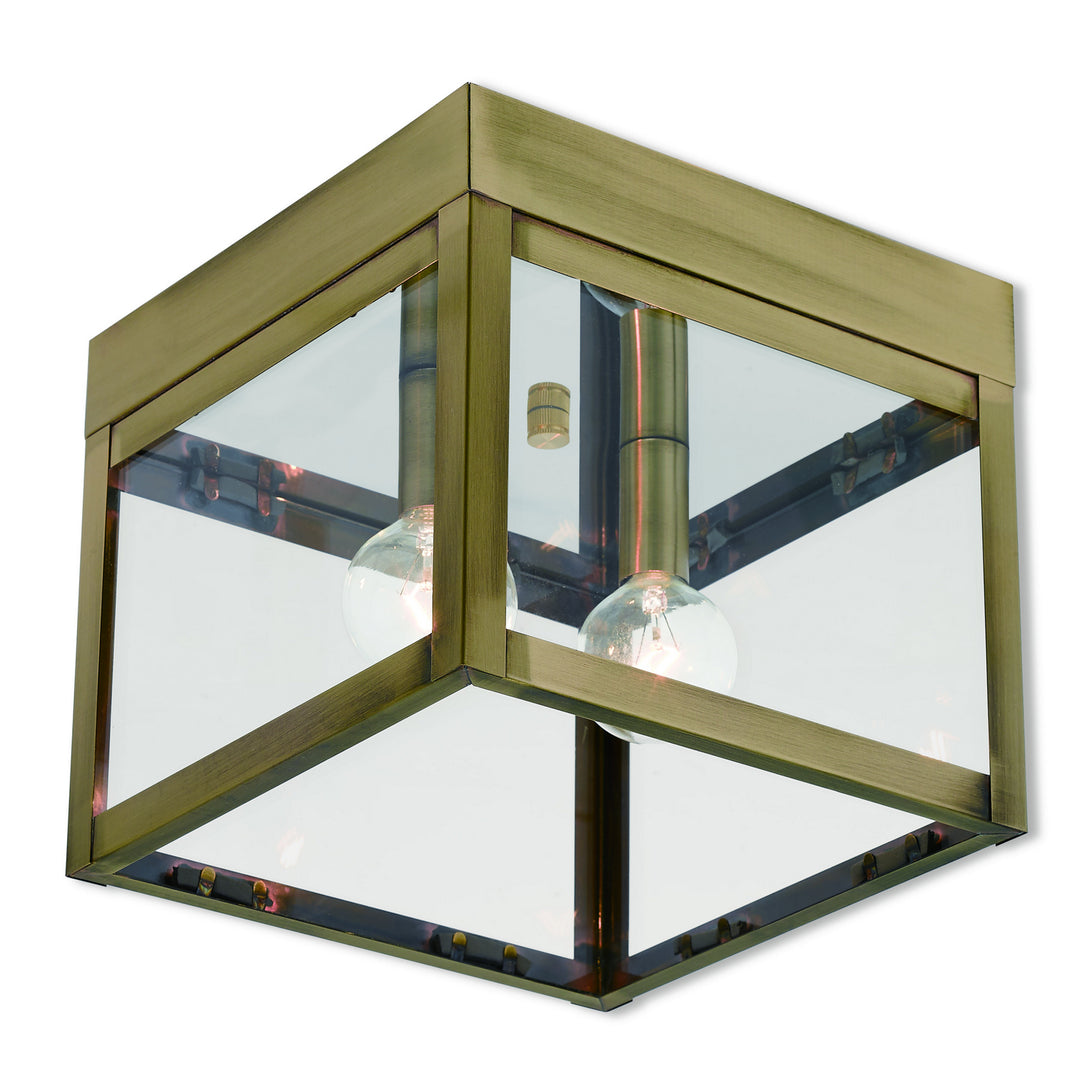Livex Lighting 20588-01  Nyack Outdoor Antique Brass W/ Polished Chrome Stainless Steel