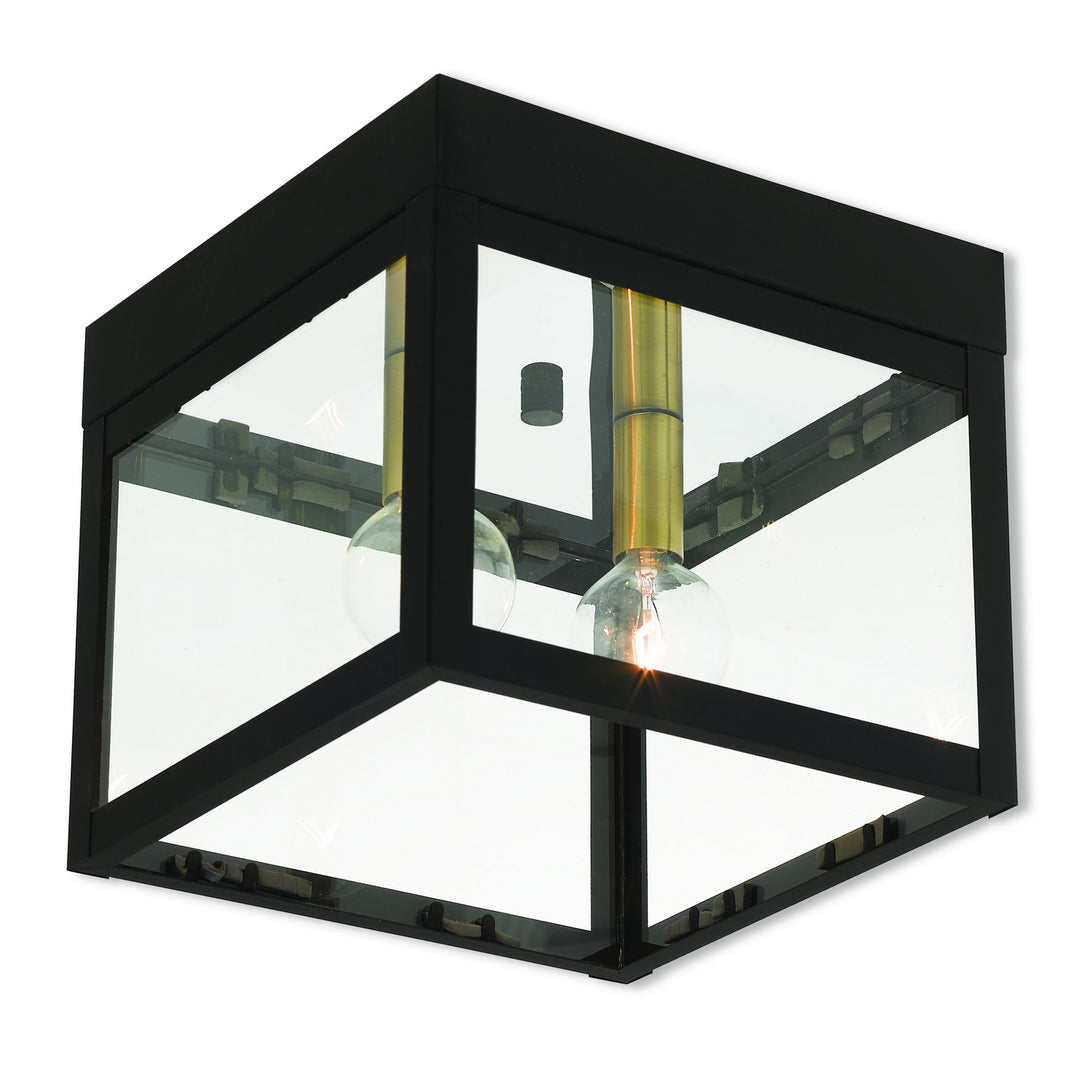 Livex Lighting 20588-07  Nyack Outdoor Bronze W/ Antique Brass Cluster W/ Polished Chrome Stainless Steel
