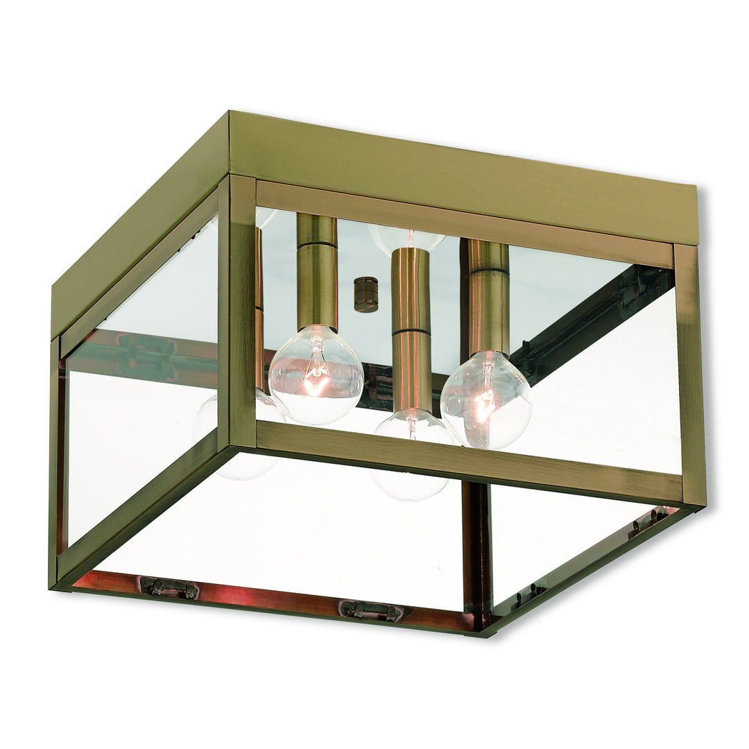 Livex Lighting 20589-01  Nyack Outdoor Antique Brass W/ Polished Chrome Stainless Steel