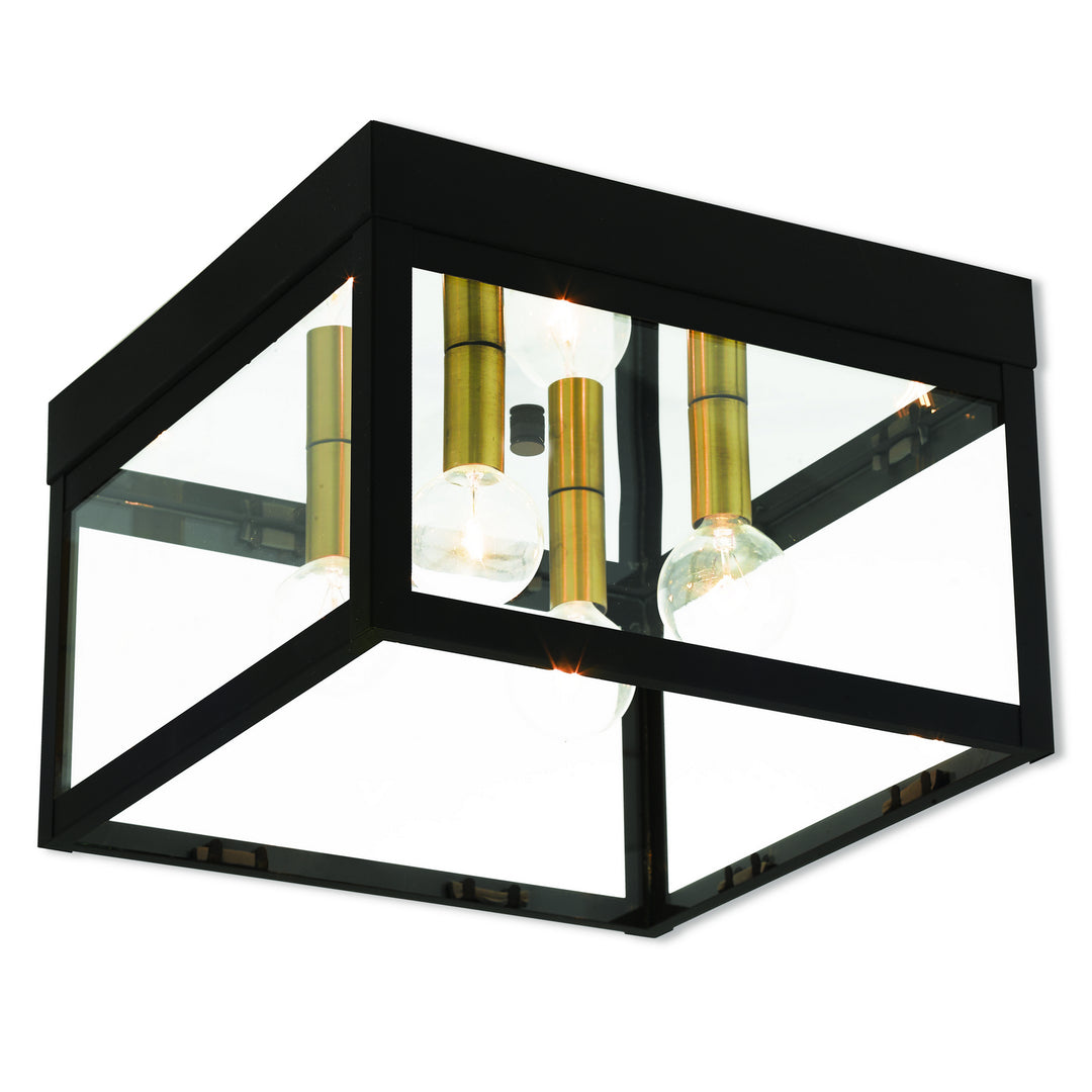 Livex Lighting 20589-07  Nyack Outdoor Bronze W/ Antique Brass Cluster W/ Polished Chrome Stainless Steel