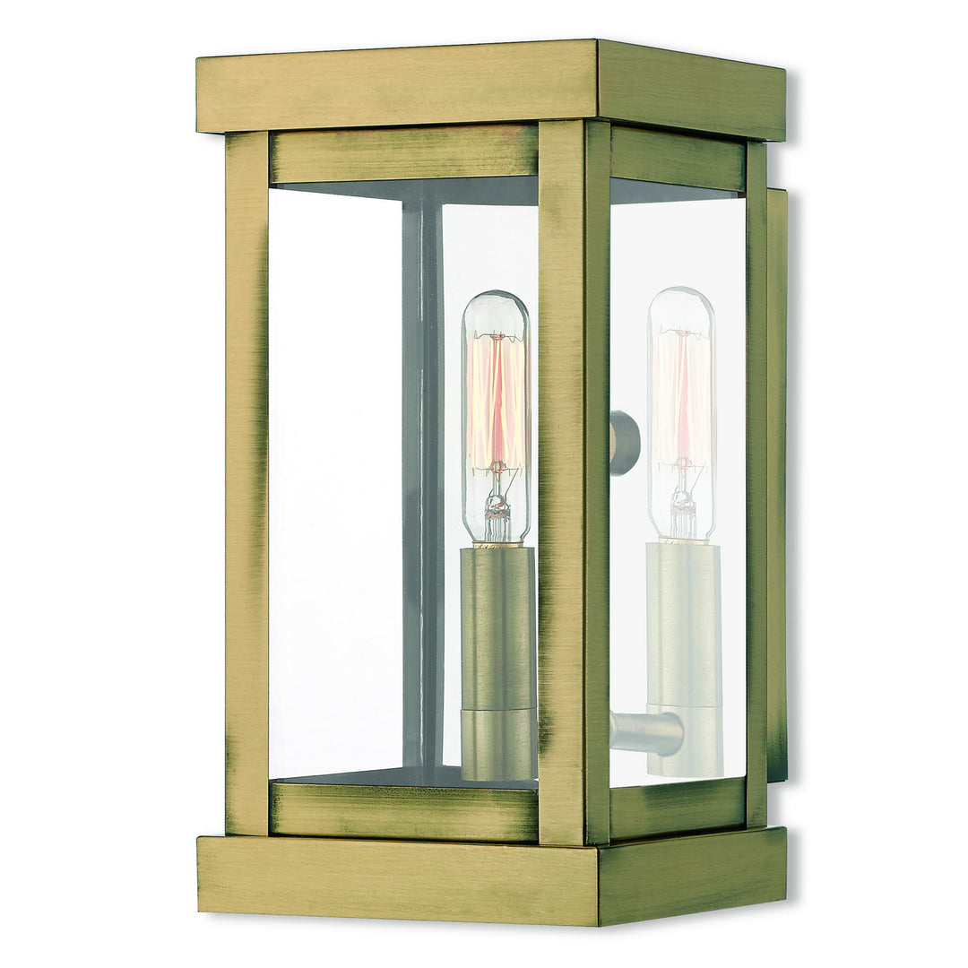 Livex Lighting 20701-01  Hopewell Outdoor Antique Brass W/ Polished Chrome Stainless Steel