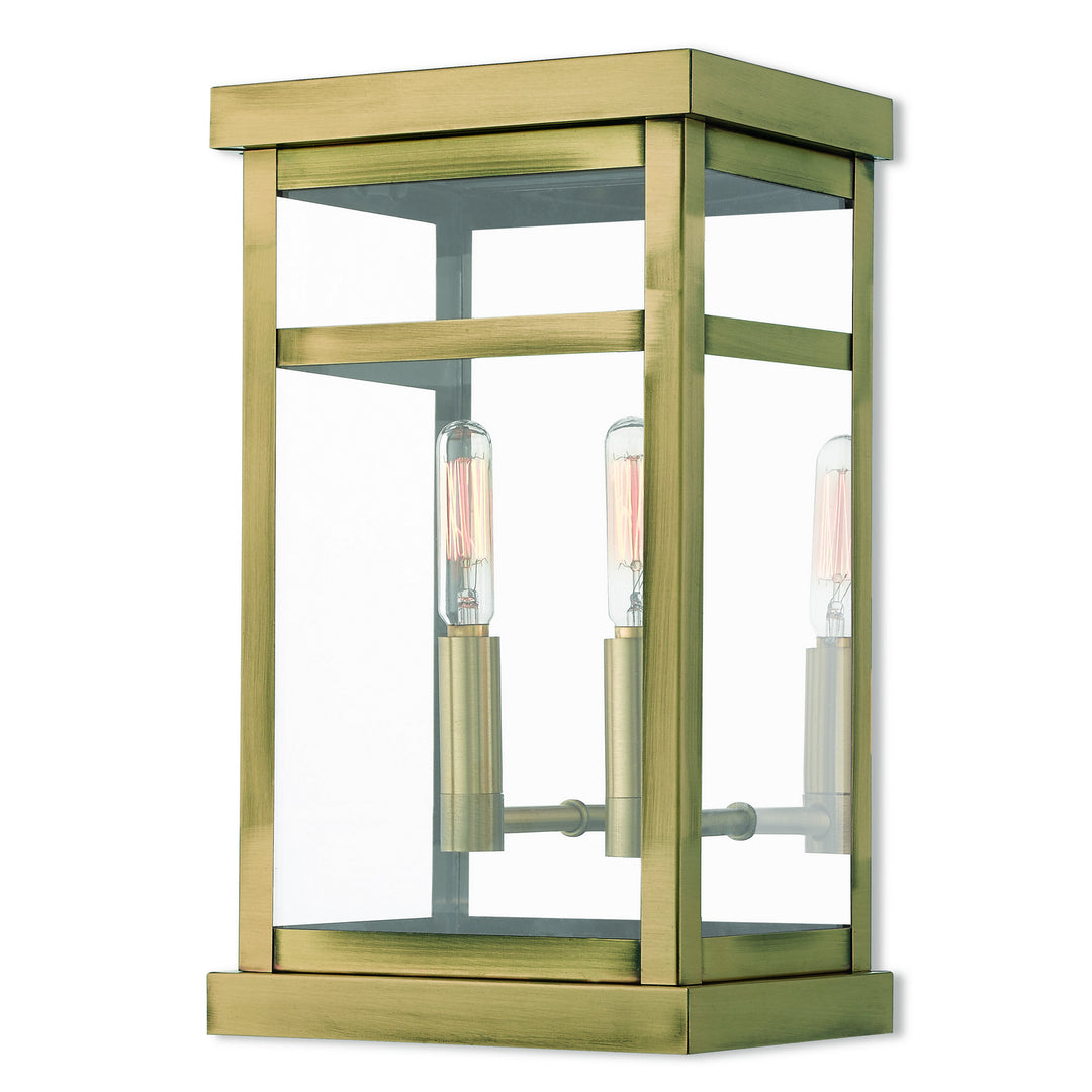 Livex Lighting 20702-01  Hopewell Outdoor Antique Brass W/ Polished Chrome Stainless Steel
