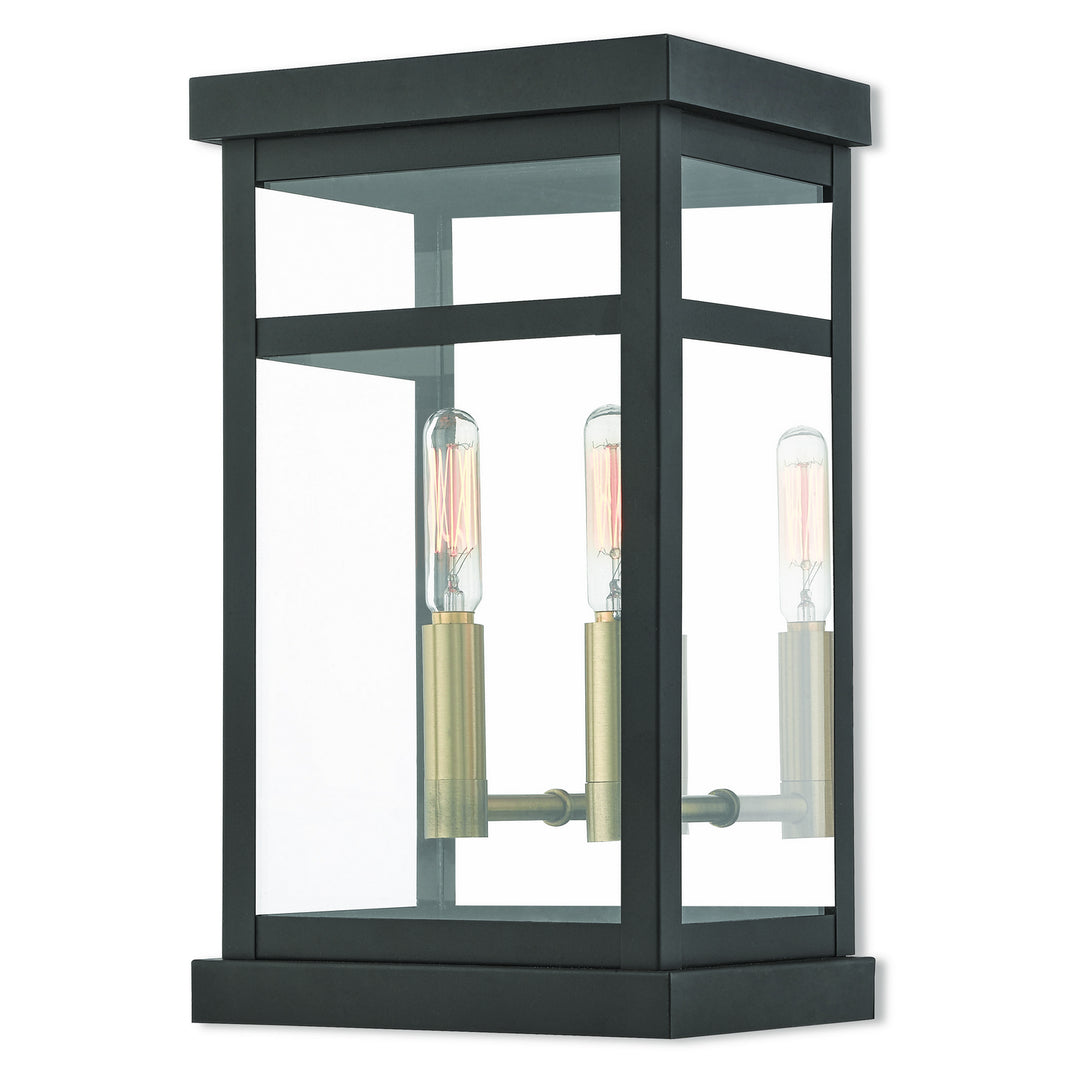 Livex Lighting 20702-07  Hopewell Outdoor Bronze W/ Antique Brass Cluster And Polished Chrome Stainless Steel