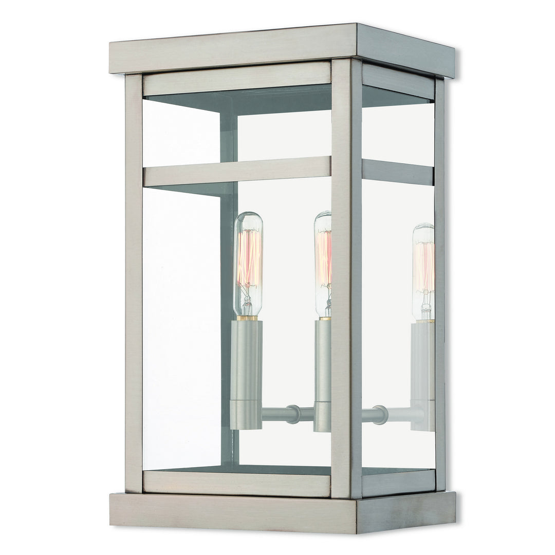 Livex Lighting 20702-91  Hopewell Outdoor Brushed Nickel W/ Polished Chrome Stainless Steel