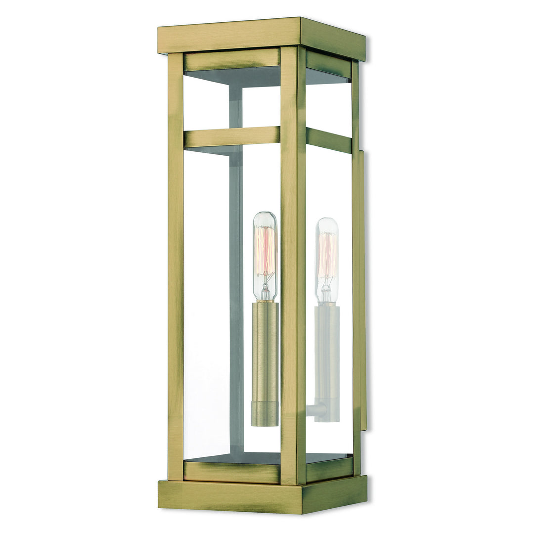 Livex Lighting 20703-01  Hopewell Outdoor Antique Brass W/ Polished Chrome Stainless Steel