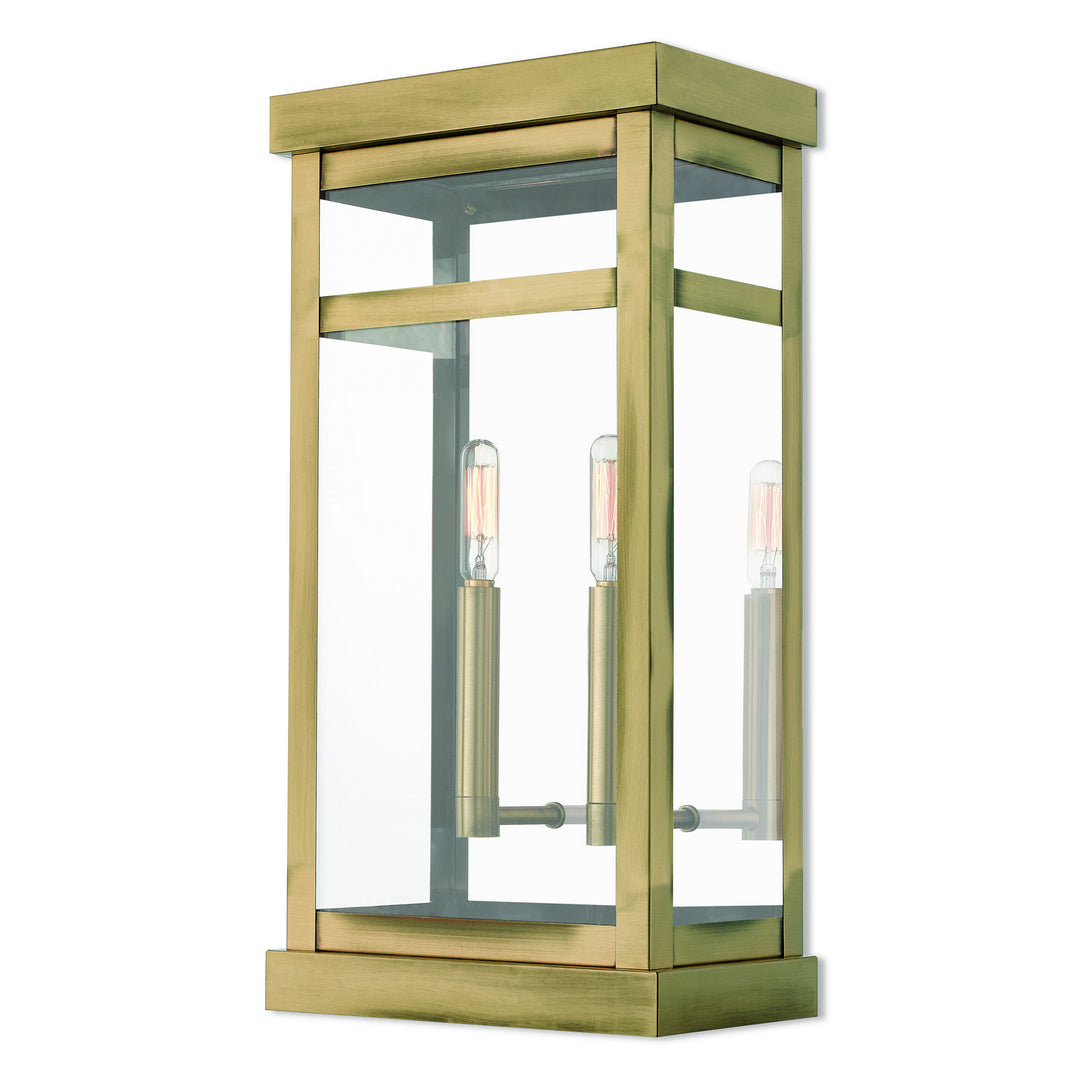 Livex Lighting 20704-01  Hopewell Outdoor Antique Brass W/ Polished Chrome Stainless Steel