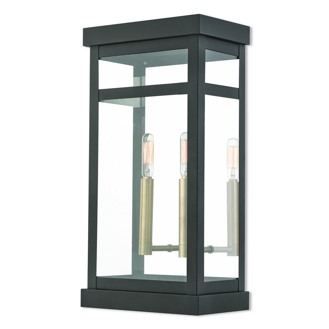 Livex Lighting 20704-07  Hopewell Outdoor Bronze W/ Antique Brass Cluster And Polished Chrome Stainless Steel