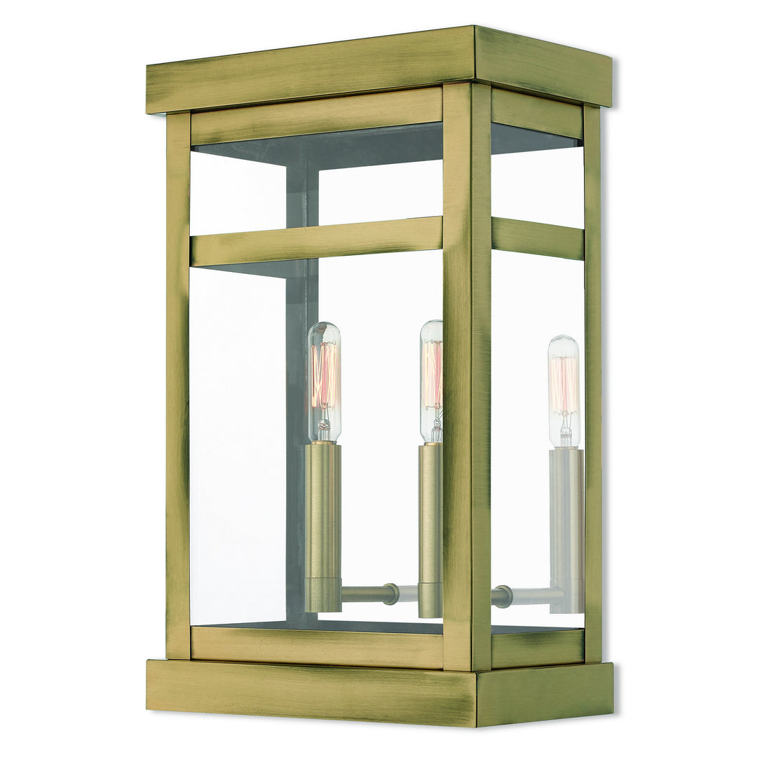 Livex Lighting 20705-01  Hopewell Outdoor Antique Brass W/ Polished Chrome Stainless Steel