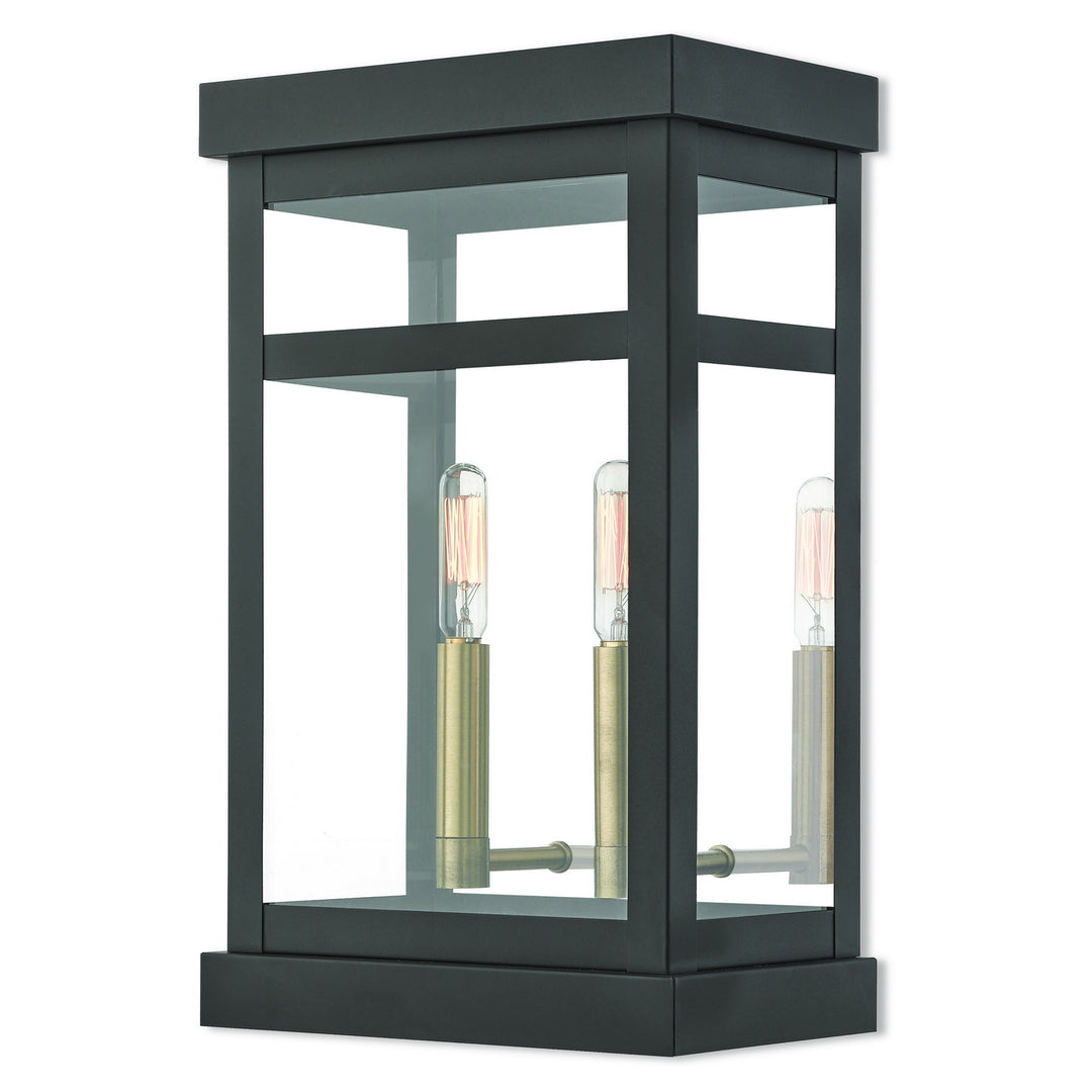 Livex Lighting 20705-07  Hopewell Outdoor Bronze W/ Antique Brass Cluster And Polished Chrome Stainless Steel