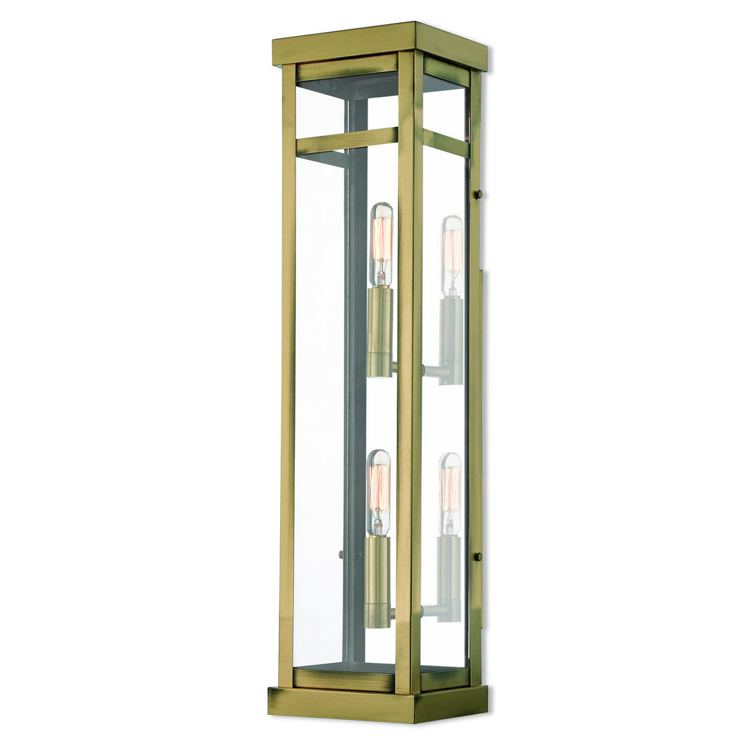 Livex Lighting 20706-01  Hopewell Outdoor Antique Brass W/ Polished Chrome Stainless Steel