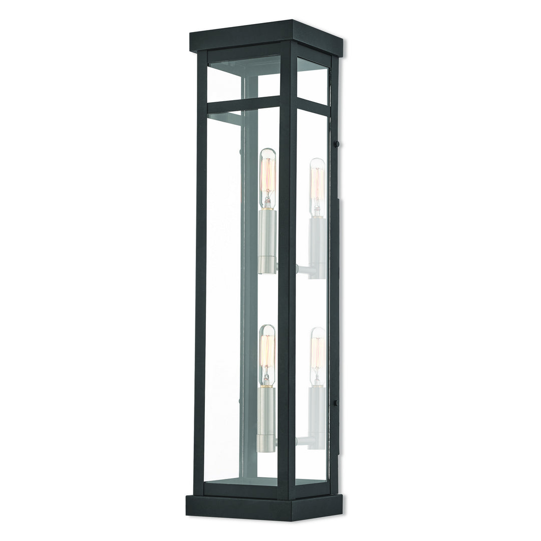 Livex Lighting 20706-04  Hopewell Outdoor Black W/ Brushed Nickel Cluster And Polished Chrome Stainless Steel