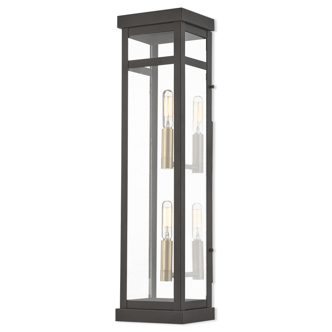 Livex Lighting 20706-07  Hopewell Outdoor Bronze W/ Antique Brass Cluster And Polished Chrome Stainless Steel