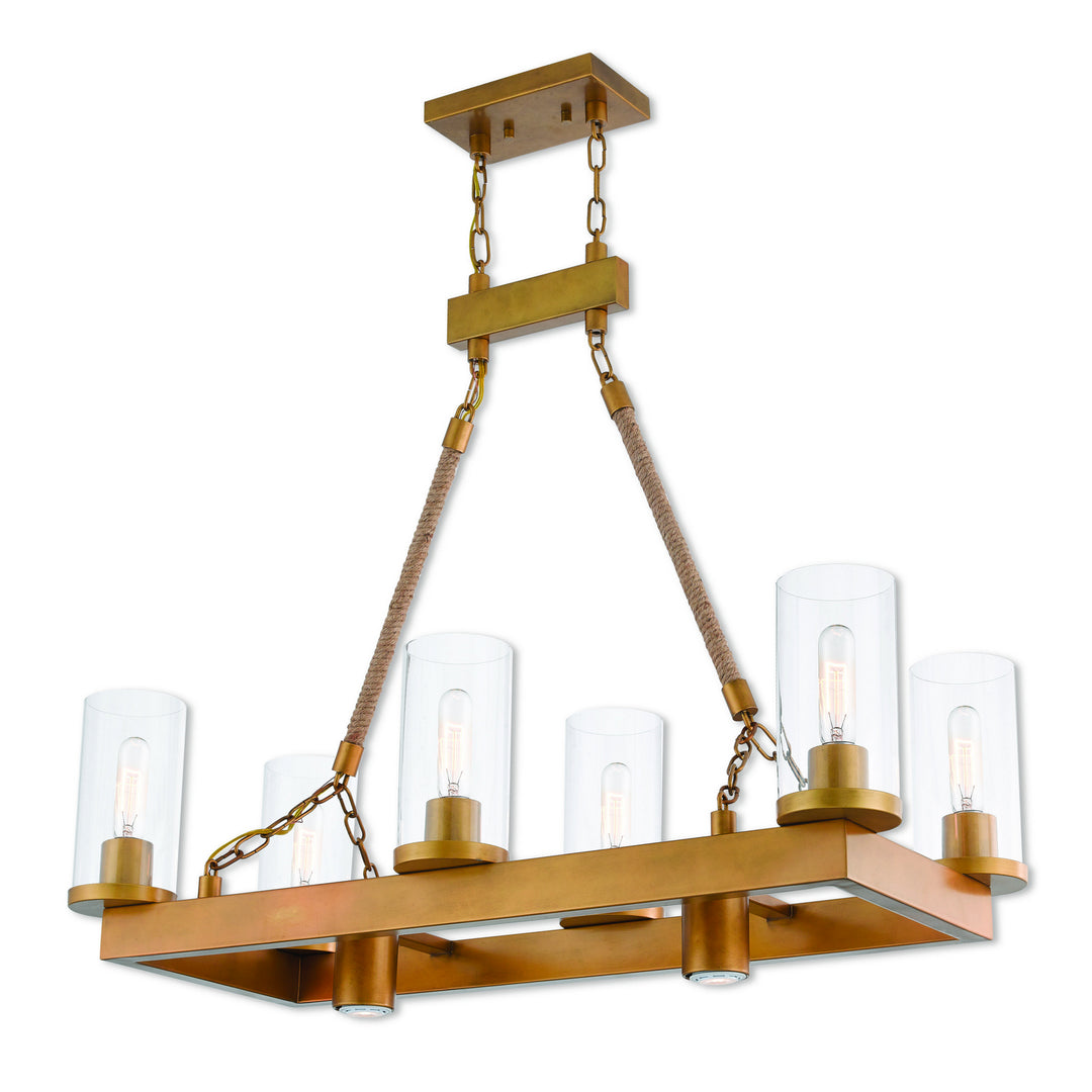 Livex Metuchen 41066-26 Chandelier Light - Aged Gold w/ Rope Rods