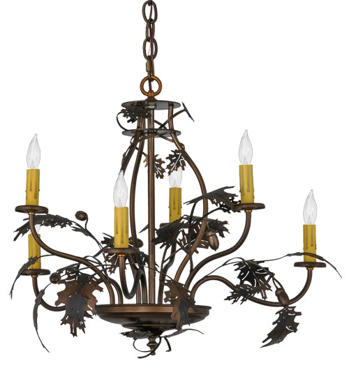 Meyda Tiffany Oak Leaf & Acorn 81244 Chandelier Light - Antique Copper