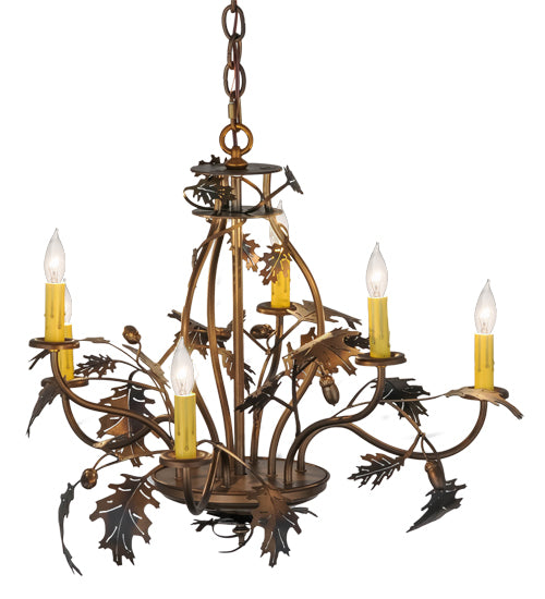 Meyda Tiffany Oak Leaf & Acorn 81244 Chandelier Light - Antique Copper