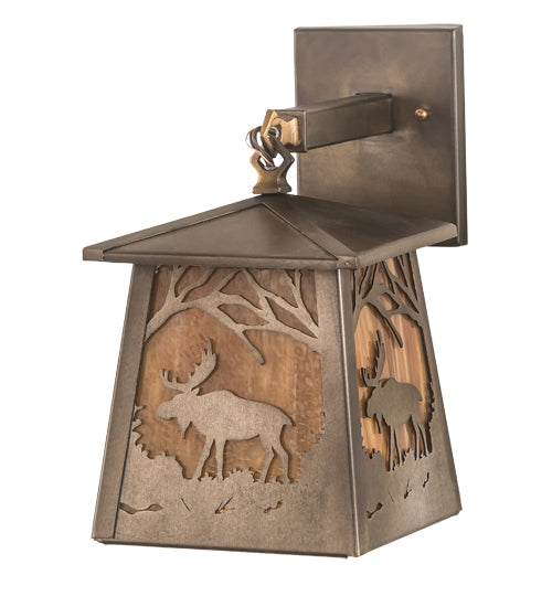 Meyda Tiffany Lighting 81342 Moose At Dawn One Light Wall Sconce Outdoor Copper/Antique/Verde