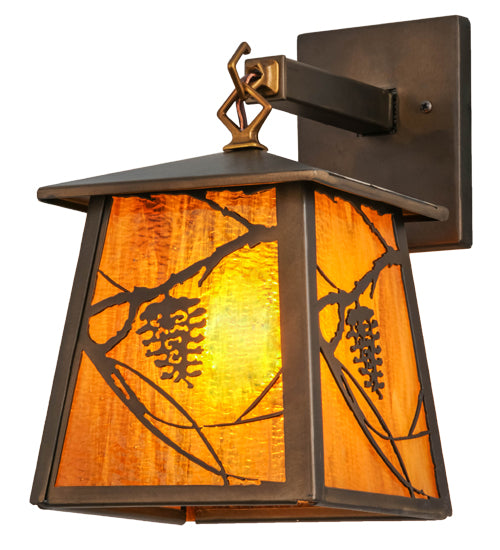 Meyda Tiffany Lighting 81344 Whispering Pines One Light Wall Sconce Outdoor Copper/Antique/Verde