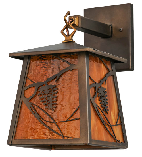 Meyda Tiffany Lighting 81344 Whispering Pines One Light Wall Sconce Outdoor Copper/Antique/Verde