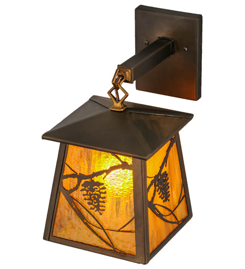 Meyda Tiffany Lighting 81344 Whispering Pines One Light Wall Sconce Outdoor Copper/Antique/Verde