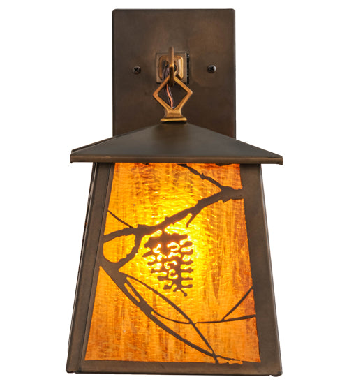 Meyda Tiffany Lighting 81344 Whispering Pines One Light Wall Sconce Outdoor Copper/Antique/Verde